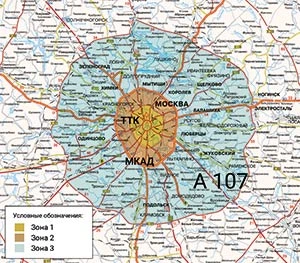 Карта доставки с обозначением границ