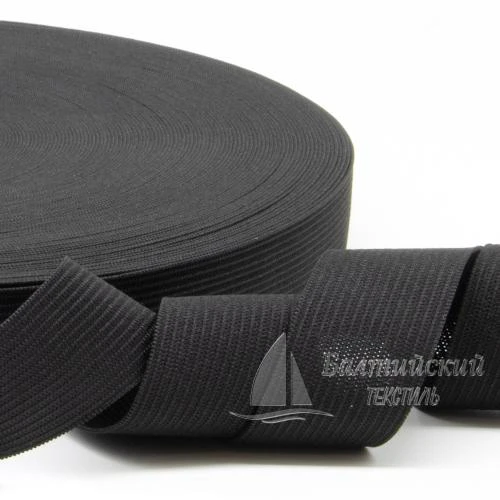 Резинка вязаная 25мм черная РБ