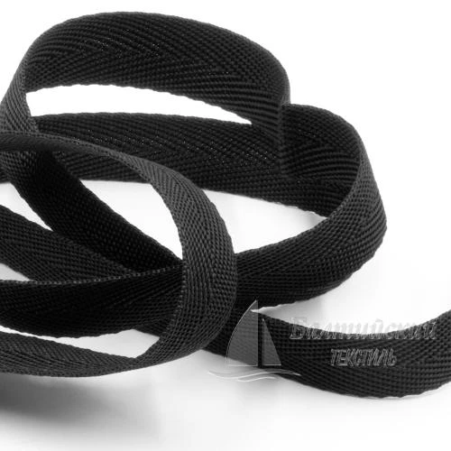 Лента ранцевая 22мм ёлочка черная (уп.100м)