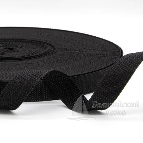 Тесьма стропольная 20мм черный БТ