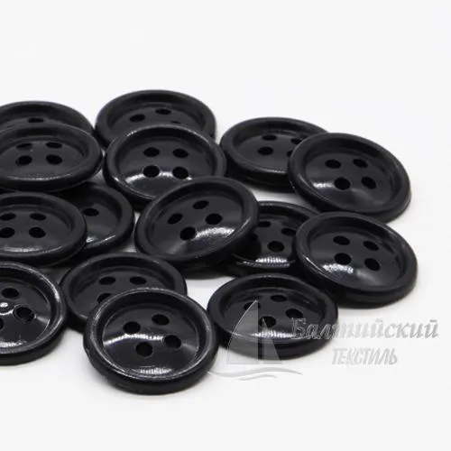 Пуговицы 17мм 4-х пр. черные (полистирол)
