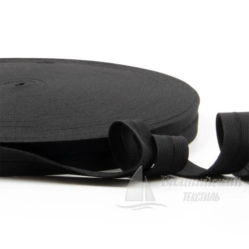 Лента окантовочная эластичная 22мм черная (уп.100м)