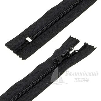 Молния витая неразъемная Т5 25см черный "А" груша БТ #C580 черный